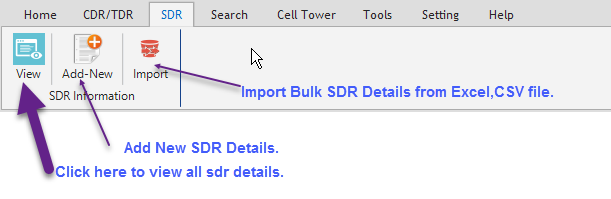 Add New SDR Information's
